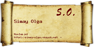 Simay Olga névjegykártya